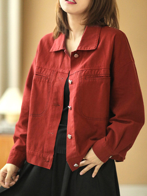 Urban Solid Color Lapel Single Breasted Jacket