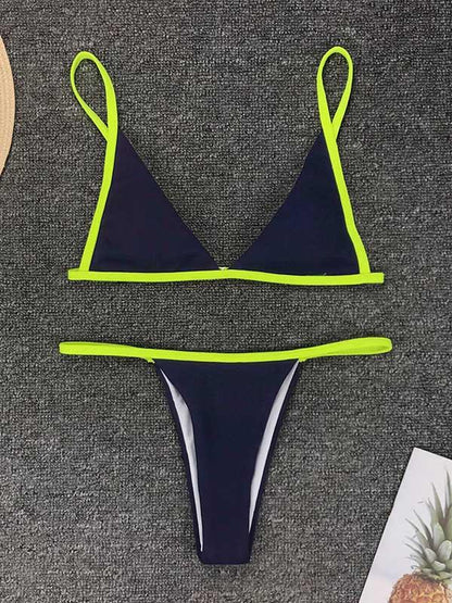 Contrast Triangle Bikini Swimsuit