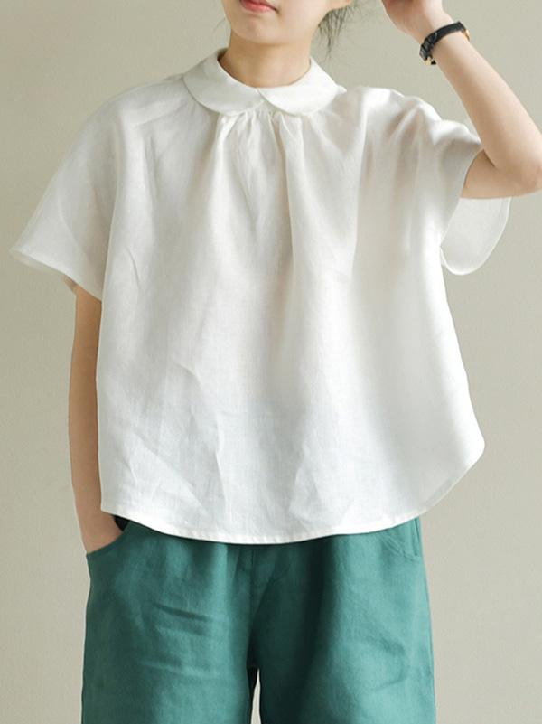 Leisure Solid Lapel Shirt Blouse Tops