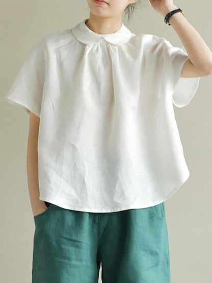 Leisure Solid Lapel Shirt Blouse Tops