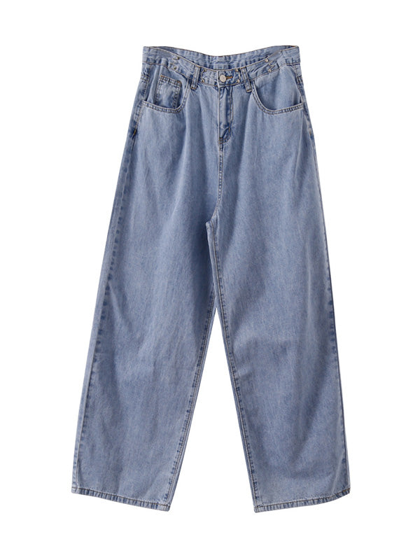 Urban Solid Color Empire Wide Leg Jean Pants