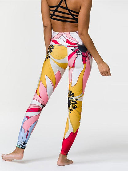 Printed Back Bandage Tanks And Wide Waistband Leggings Suits