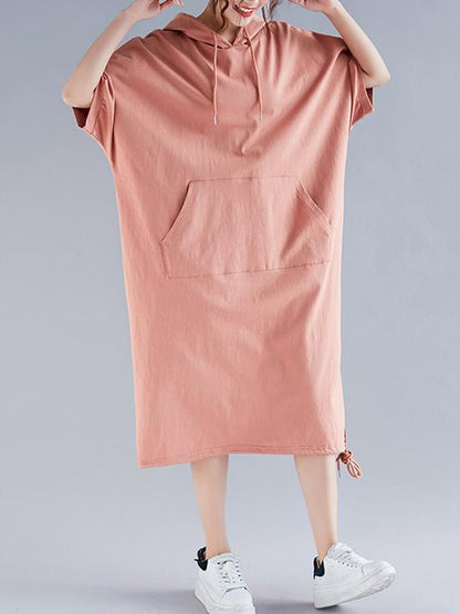Oversize Solid Hooded Dress