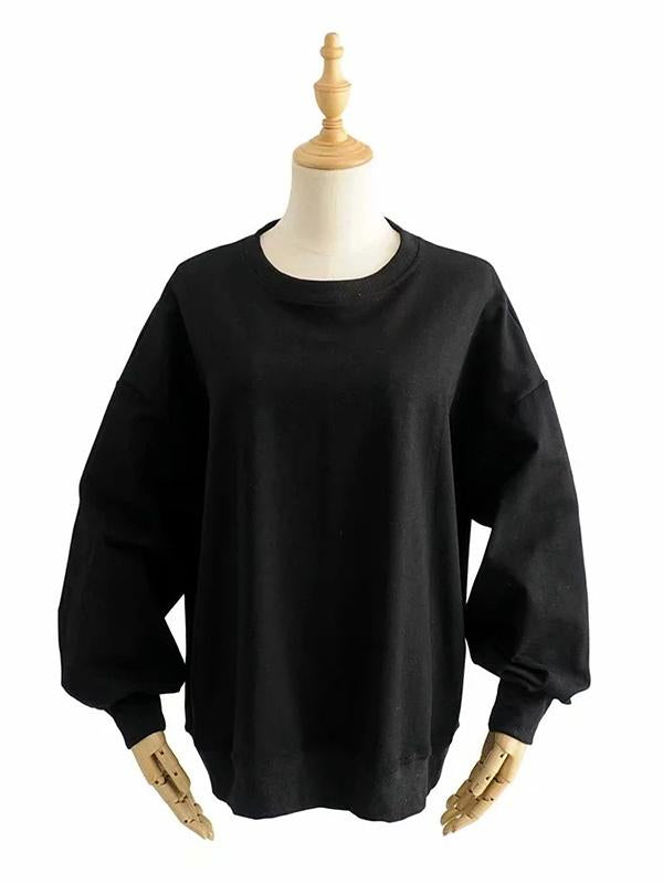 Fashion Casual Loose Solid Sweat Shirts