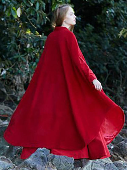 Presale Red Maxi Woolen Cape Outwear