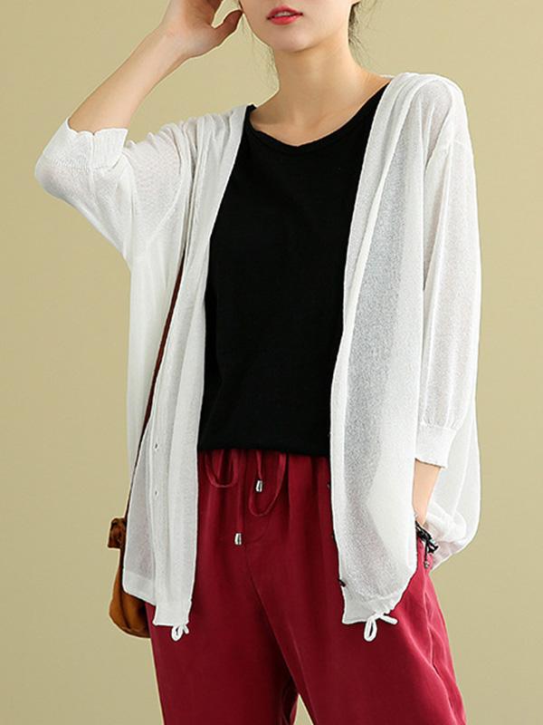 Leisure Solid Knitting Sun-Protection Outwear
