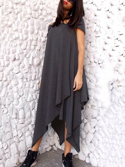 Casual Solid Cropped Midi Dresses