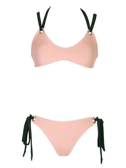 Triangle Bottom Solid Bikinis Swimwear