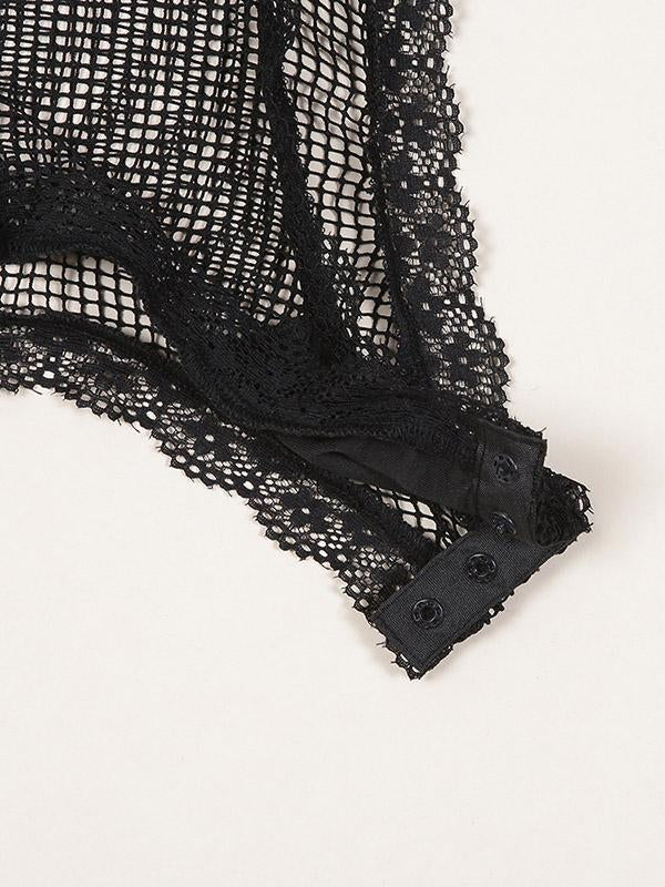 See-Through Lace Split-Joint Bodysuit Lingerie