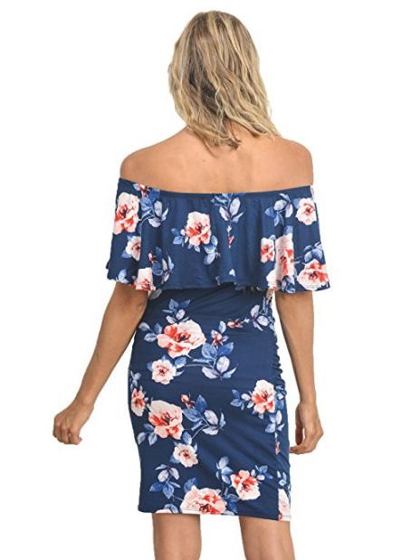 Maternity Printed Off-the-shoulder Mini Dress