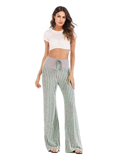 Striped 6 Colors Wide Leg Casual Pants