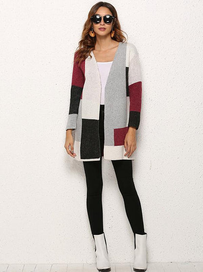 Solid Color Knitting Long Sleeves Cardigans Tops