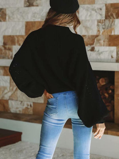 Comfortable Cotton Puff Sleeve Sweater