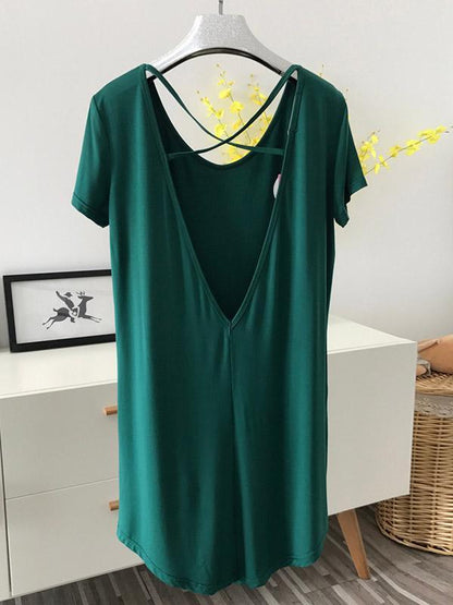 Leisure Solid V-Back Dress Pajama