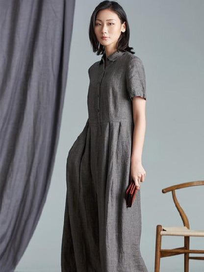 Elegant Linen Slim Long Dress