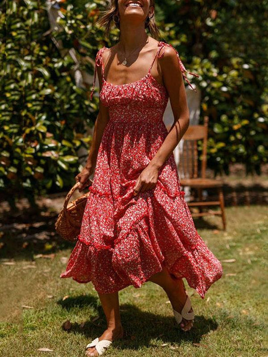 Vacation Loose Spaghetti-neck Maxi Dress