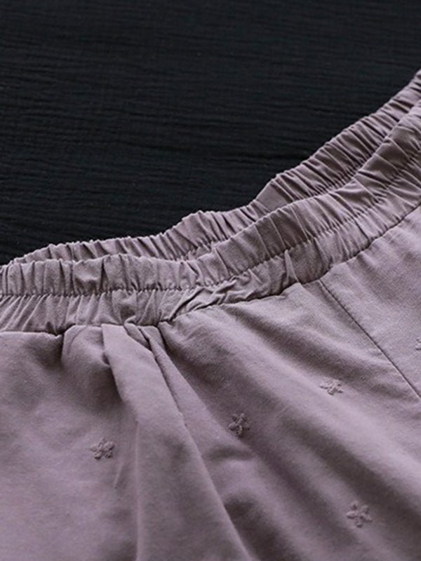 Vintage Artistic Retro Hollow Embroidered Shorts