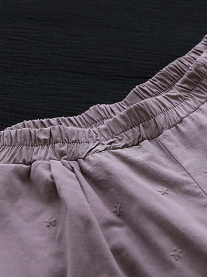 Vintage Artistic Retro Hollow Embroidered Shorts