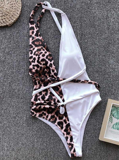 Half Printed One-piece Swimwear
