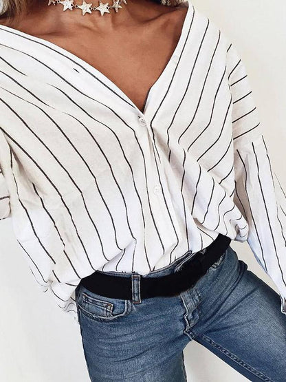 Cropped Striped Sexy Fashion Shirt Top