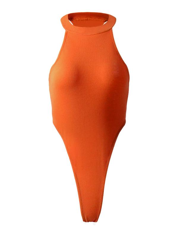 Solid Color Sexy Wrap Sleeveless Bodysuits