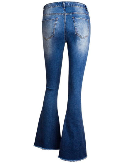 Ripped Bell-bottom Jean Pants
