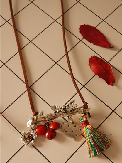 Fresh Bird Pendant Tasseled Necklace