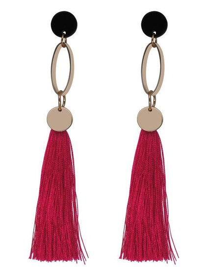 Fashion Alloy-ring Long Tasseled Earrings