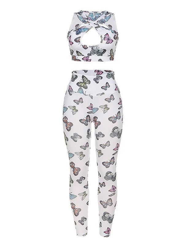 Sexy Printed Backless Yoga Suits