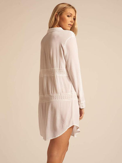 White Loose Lacy Split-joint Blouses Tops