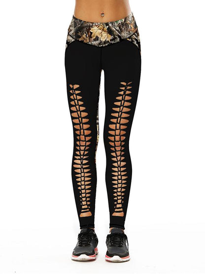 Printed Hollow Sports Leggings