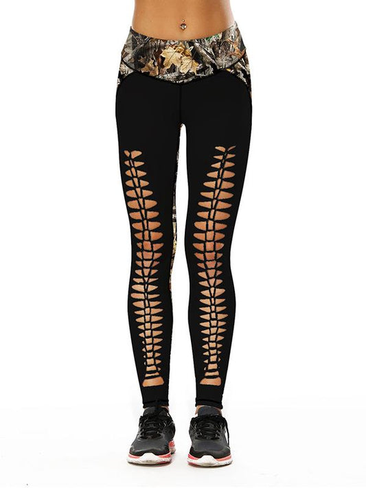 Printed Hollow Sports Leggings