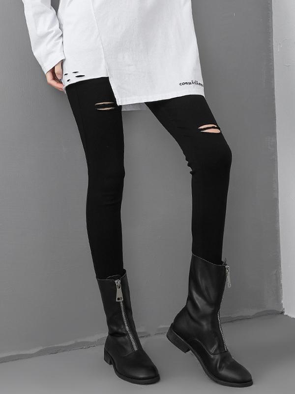 Simple Cool Style Hole-with Leggings Bottom