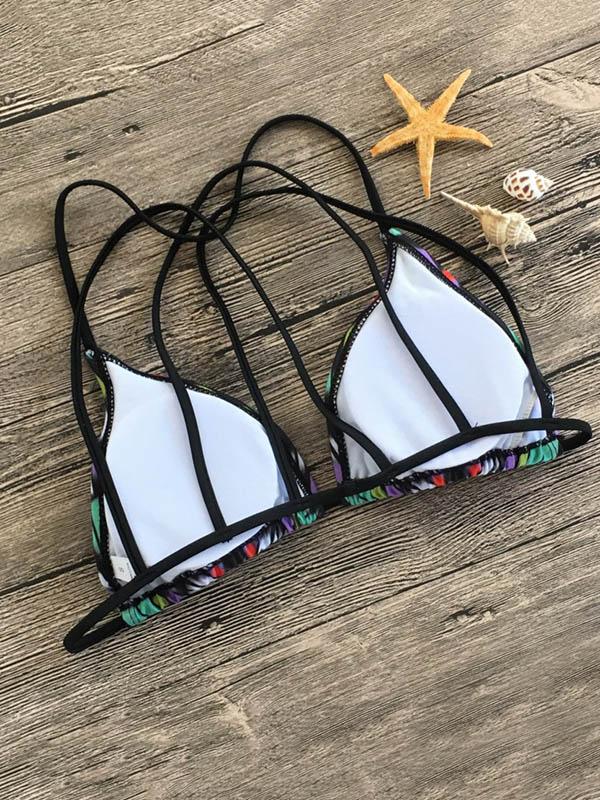 Printed Scrunch Lace Up Bikini Set