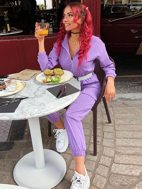 Zipper Belted Overall Jumpsuits