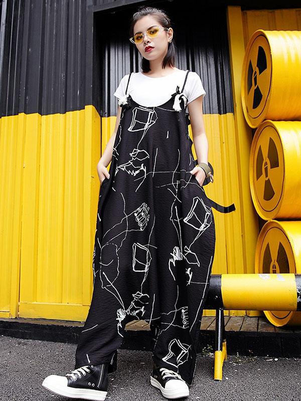 Vintage Loose Hong Kong Style Straight Leg Harem Pants