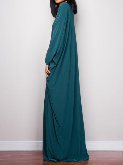 Casual Loose Round-Neck Long Sleeves Maxi Dress
