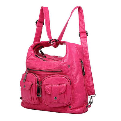 Multi-pockets Backpack Solid Multi-carry Crossbody Bag