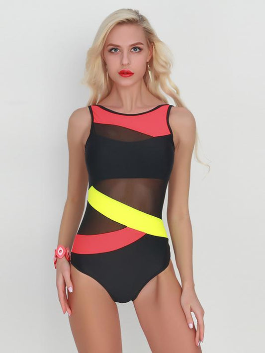 Sexy Assorted Colors Gauze One Piece Swimsuit