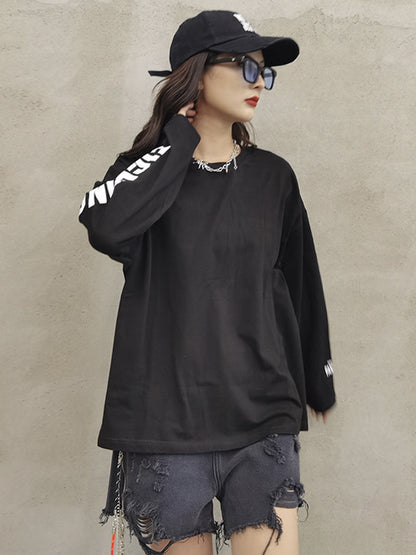 Simple Round-Neck Letter Printed Long Sleeves Sweatshirts