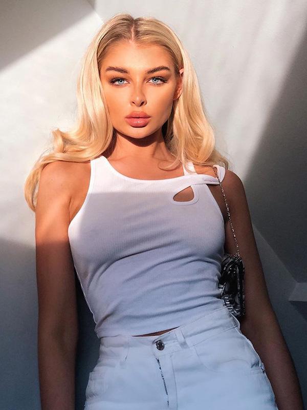 Wrap Solid Color Hollow Exposed Navel Tank