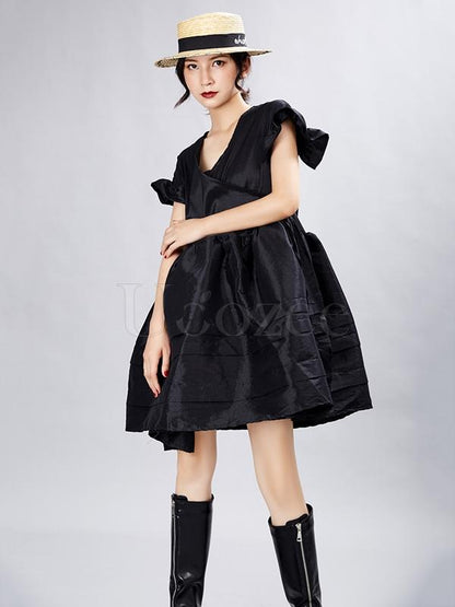 Retro Designed French Lace Sleeves A-line Mini Dress