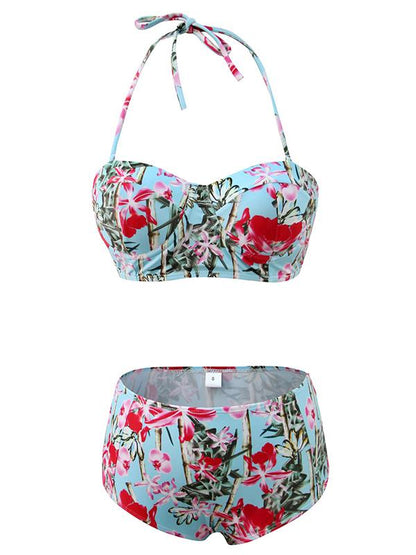 Floral High Waisted Bikini Set