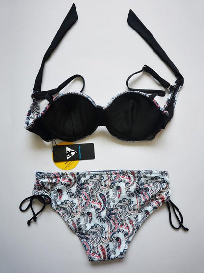 Retro Bandeau Bikinis Swimwear