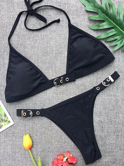Sexy Backless Plain Bikinis Swimwear
