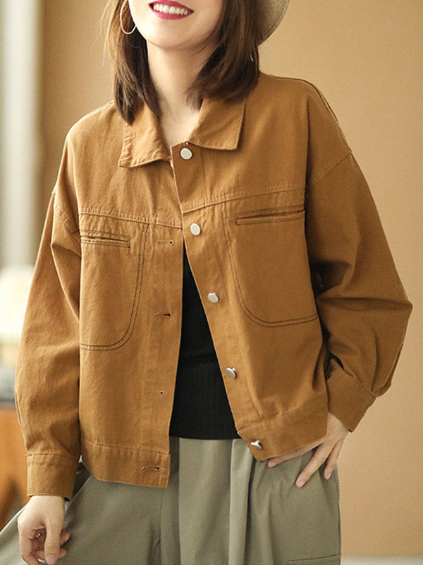 Urban Solid Color Lapel Single Breasted Jacket