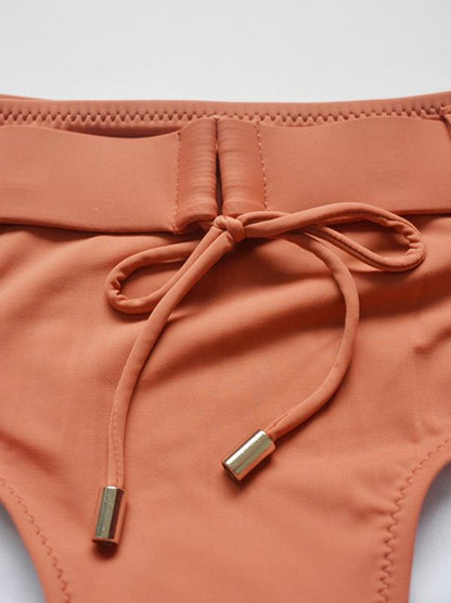 Backless Plain Bikini Swimsuit