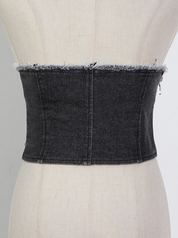 Stylish Denim Split-Joint Vest Tops
