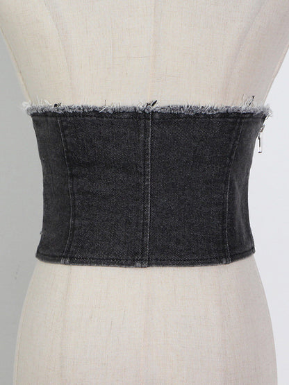 Stylish Denim Split-Joint Vest Tops
