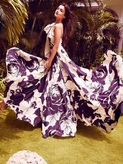 Single Shoulder Floral Maxi Dress